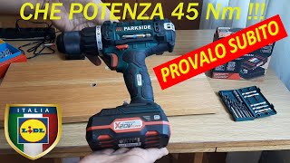 Avvitatore Parkside Lidl 20V 45Nm  Trapano a Batteria  prova avvitare viti su legno [upl. by Bevash]