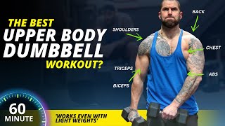 1 Hour Upper Body Dumbbell Workout no repeat challenge 60 awesome exercises [upl. by Zina322]