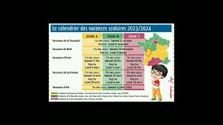 Calendrier des vacances scolaires 20232024 en France [upl. by Silvestro]