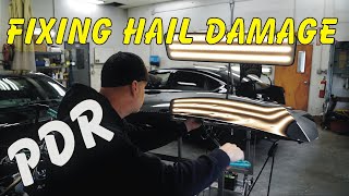 How to Fix Hail Damage using Paintless Dent Removal Day 1 PDR [upl. by Adnara]