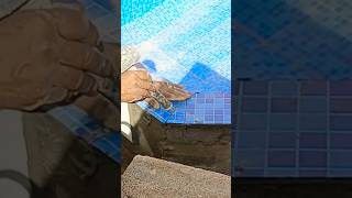 How to Installing scissorshaped ceramic tiles over the pool wall shorts [upl. by Netsrejk]