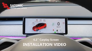 How to install A 62 Dashboard Screen On Tesla Model 3 amp Y SATONIC ST2000 [upl. by Aitselec]