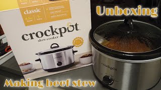 CrockPot 45 quart slow cooker  Making beef stew unboxing [upl. by Conger212]