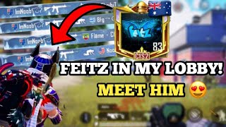 Feitz IN MY LOBBY 😱  WANTED TO MEET HIM 😍  Feitzz  BGMI amp PUBG Mobile [upl. by Thurmann]