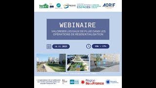 WEBINAIRE​  Valoriser les eaux de pluie dans les opérations de résidentialisation​ [upl. by Northrup574]