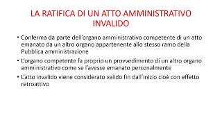 LA RATIFICA DI UN ATTO AMMINITRATIVO INVALIDO [upl. by Cutlip42]