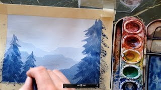 How to paint a simple landscape in watercolor [upl. by Genesa377]