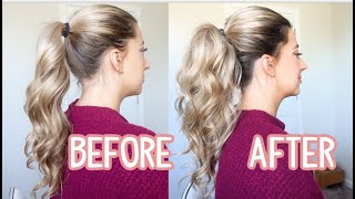 HOW TO FULL PONYTAIL HAIR HACK YOU NEED TO TRY MEDIUM amp LONG HAIRSTYLE [upl. by Shiau]