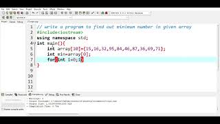 how to find minimum number in given array in c [upl. by Marnie122]