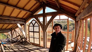 Timber Framed Barn Part 30 Curved Church Windows [upl. by Adniroc860]