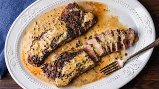 Steak au Poivre  Insanely Delicious Classic French Recipe [upl. by Lavicrep]