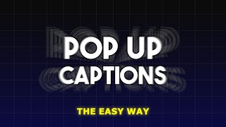 Fastest way to Make Pop up Effect on Captions in Premiere Pro [upl. by Eednak]