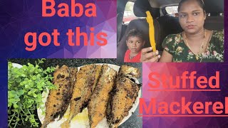 Daily vlog Stuffed Mackerel Fry Recipe by Mom goanvlogger konkanivideo [upl. by Idyh]