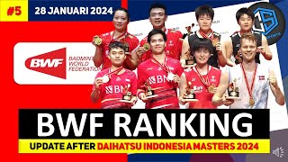 Ranking BWF Terbaru 2024 After Daihatsu Indonesia Masters 2024  Jojo Terjun Bebas rangkingbwf [upl. by Ahusoj]