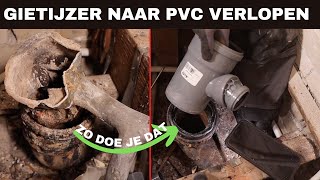 Leer hoe je een goede PVC aansluiting maakt op een oude gietijzeren verbinding [upl. by Akirret998]