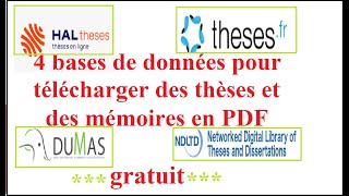 4 bases de données pour télécharger des thèses et des mémoires en PDF gratuit [upl. by Paulie]