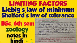 liebigs law of minimum and shelfords law of tolerance limiting factor notes in hindi [upl. by Nevil777]