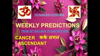 WEEKLY PREDICTION 18th NOV 2024 to 24th NOV 2024 CANCER ASCENDANT कर्क लगन  Astrologer Annil Verma [upl. by Eanwahs]