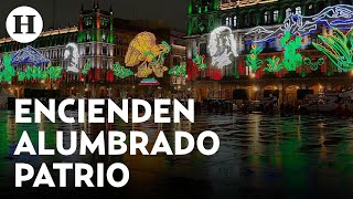 ¡Todo listo para las fiestas patrias Encienden alumbrado patrio en el Zócalo de la CDMX [upl. by Kinnon]