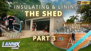 Building A Rustic Shed Wall From Recycled Timber DIY  Insulating amp Lining The Shed  Part 3 of 5 [upl. by Lletnohs]