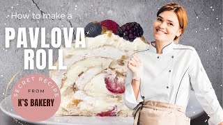 My Favorite Pavlova Recipe  Pavlova Roll  Meringue roll  Meringue Roulade [upl. by Ahseket119]