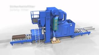 Wheelabrator Roller Conveyor Blast Machine video 2 [upl. by Yenffad531]