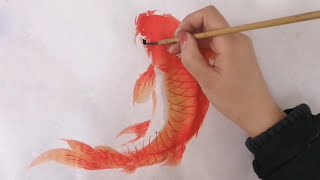 How to Paint Fish Freehand brushwork in traditional art Shorts [upl. by Htebizile580]