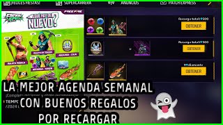 🤯una de las mejores agendas semanal con skin gratis de conejo por recargar y más 🤩free Fire Latam [upl. by Yecnahc]