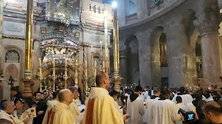 HE has Risen Easter Sunday procession at Jesus tomb Jerusalem Church of the Holy Sepulchre 2022 [upl. by Wenger]