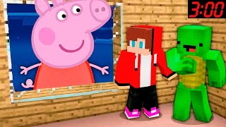 JJ and Mikey HIDE From Peppa Pig in Minecraft Challenge Maizen Security House [upl. by Sibby50]