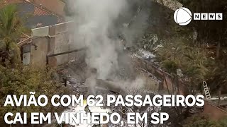 Avião com 62 passageiros cai em Vinhedo interior de São Paulo [upl. by Topper]