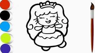 Princess Drawing Painting and Coloring For kids and Toddlers ll How to draw Princess Drawing Easy [upl. by Waite871]