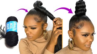 😱 5 MINUTES QUICK HAIRSTYLE USING BRAZILIAN WOOL [upl. by Aramen]