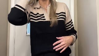 CiCiBird Women Fall V Neck Sweater Color Block Polo Long Sleeve Shirt Review [upl. by Eekaz705]