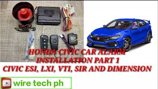 honda civic car alarm installation sa ESI LXI VTI SIR part 1 [upl. by Carboni]