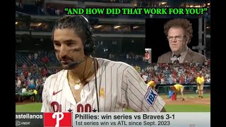 Nick Castellanos is asked a stupid question  after winning the game for the Phillies 9124 [upl. by Galanti]