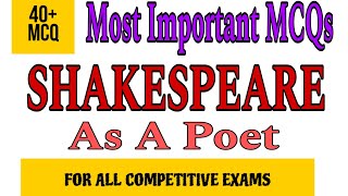 william shakespeare as a poet  shakespeare as poet mcq  william shakespeare mcq  shakespeare mcq [upl. by Kcered835]