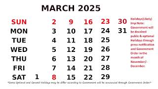 March Calendar 2025 [upl. by Haidej]