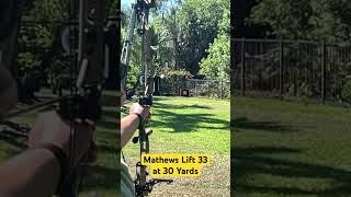 Mathews Lift 33 shot at 30 yards slow motion arrow flight mathewsarchery archery bowhunting [upl. by Rashida897]