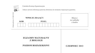 Matura Biologia  czerwiec 2013  poziom rozszerzony  CKE [upl. by Hegyera783]