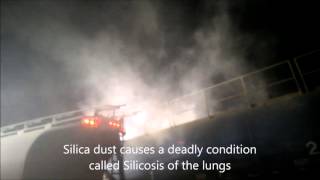 Frac sand silica dust seen at night while unloading [upl. by Millford]