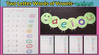 Two Letter Words Of Vowels  aeiou Blending  Phonic Sound of Vowels [upl. by Ploch242]