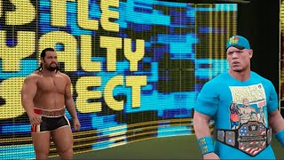 WWE 2K16 PS4 John Cena vs Rusev Falls Count Anywhere Match Gameplay [upl. by Aleira159]