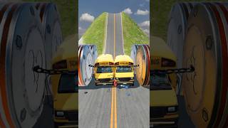 Cars amp School Bus vs Chained Hydraulic Crush  BeamNGDrive [upl. by Karolyn740]