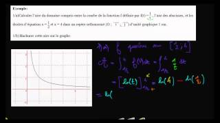 Calcul de laire dun domaine pour ft  1t entre x  12 et x  4 [upl. by Nevsa]