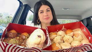 FRIED DOUGH WITH CHOCOLATE amp BUENO LOUKOUMADES  CAR MUKBANG  ASMR  EATING SOUNDS [upl. by Groscr]