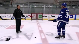 NHL Network Ice Time Auston Matthews demonstrates his snap shot [upl. by Mccully]