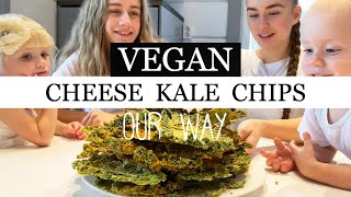 VEGAN CHEESE KALE CHIPS RECIPE by MOM OF 10 [upl. by Zarger911]