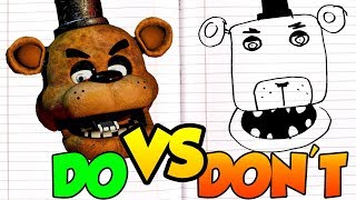 DOs amp DONTs Drawing Five Nights At Freddys and FNAF 4 In 1 Minute CHALLENGE [upl. by Nailuj]