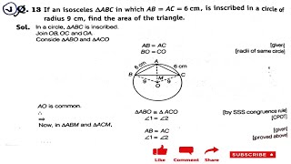 If an isosceles triangle ABC in which ABAC6cm is inscribed in a circle of radius 9cm Find the… [upl. by Epilihp]